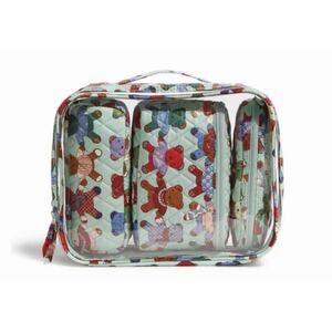 NEW! Vera Bradley Toasty Teddies 4 Piece Cosmetic Set Travel Organizer